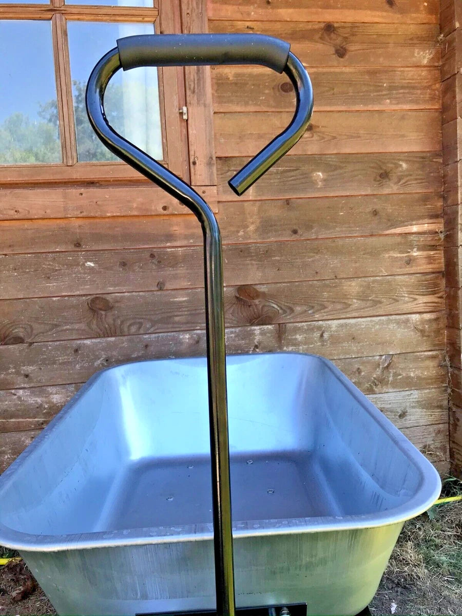 Garden trolley 4 wheel tipping dump wheelbarrow cart padded handle 80 litre