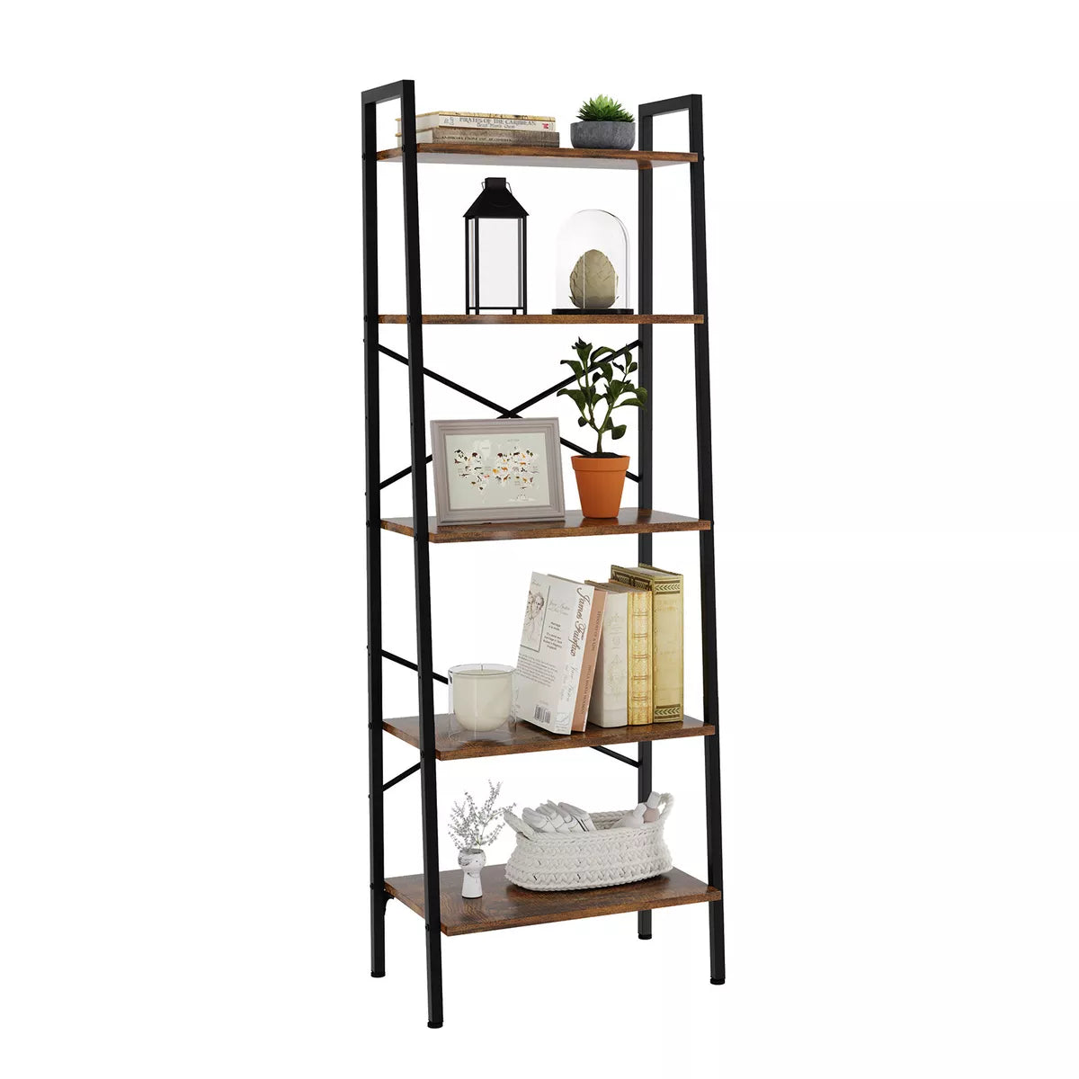 Ladder Shelf Bookcase Tier Display Storage Shelving Unit Stand Wall Rack