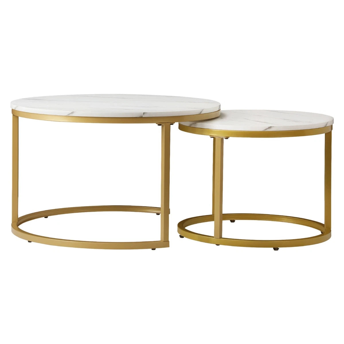 Nesting Coffee Tables Set of 2 Round Stacking Sofa Side Tables for Living Room