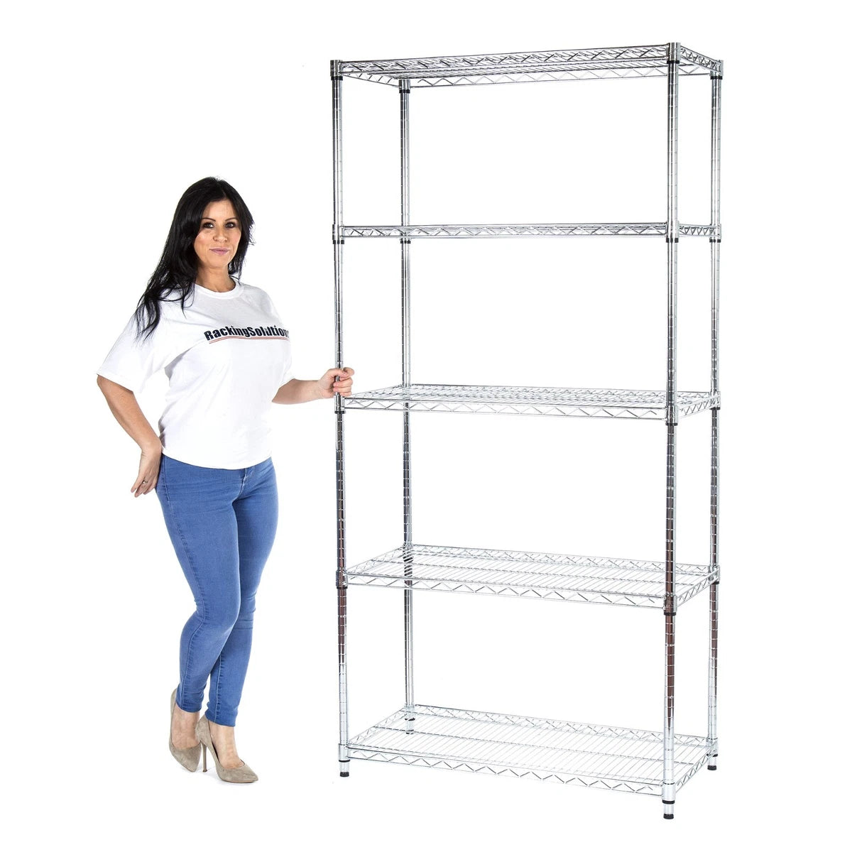 HEAVY DUTY Chrome Wire 5 Tier Shelving Unit Kitchen/Office/Retail 500KG per Unit