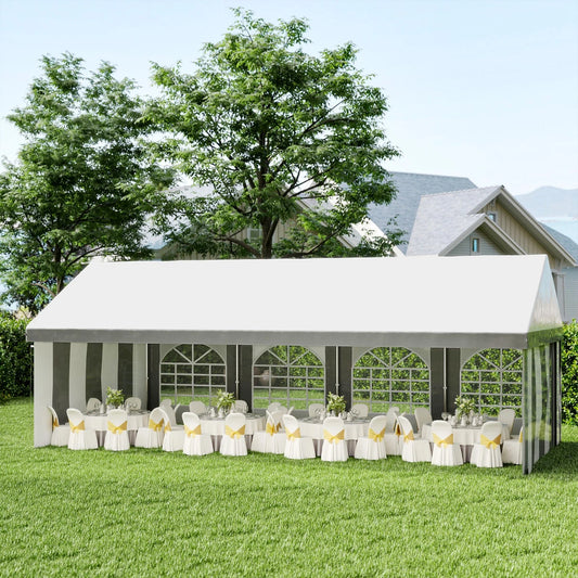 8x4m Party Tent, Marquee Gazebo with Sides, Windows and Double Doors