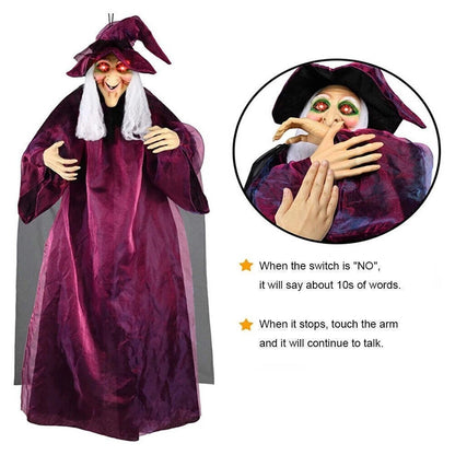 Halloween Life Size Talking Witch Scary Decor Animated Spooky Animatronic Witch