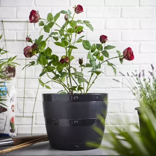 Large Barrel Planter Plant Pot Flower Pots Garden Container Tub Plastic Outdoor