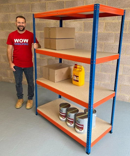 4 Tier Industrial Warehouse Racking Shelving 300kg/ Shelve Extra Heavy Duty Storage Thick Post & Shelves 150H x180L x45Wcm