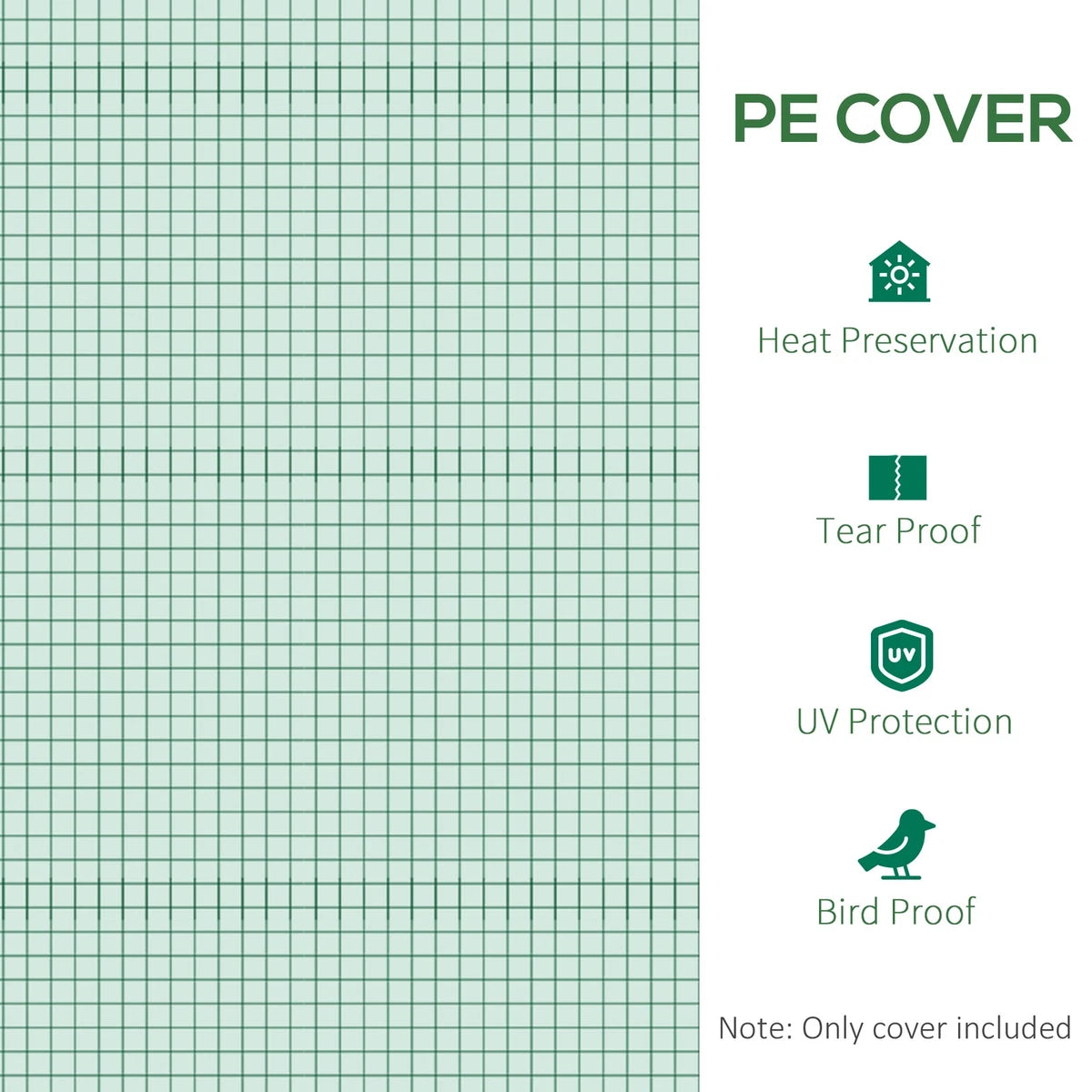 Replacement Cover Only Polytunnel Greenhouse Pollytunnel Gardening Door Windows 3x2x2m