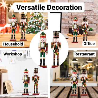 2 Pack Christmas Nutcracker Wooden Nut Cracker Traditional Xmas Festive Decor