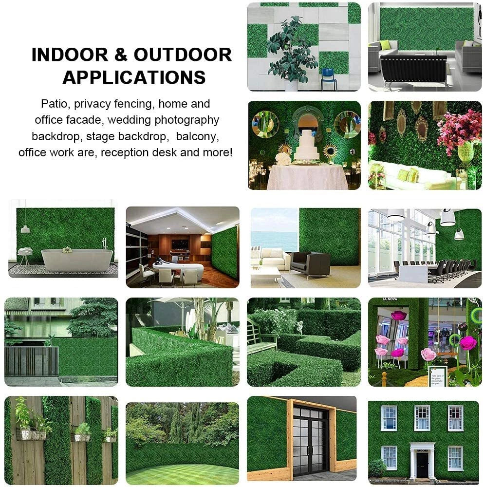 48 x Artificial Boxwood Greenery Wall Hedge Grass Fence Plant Fake Mat Foliage Panel