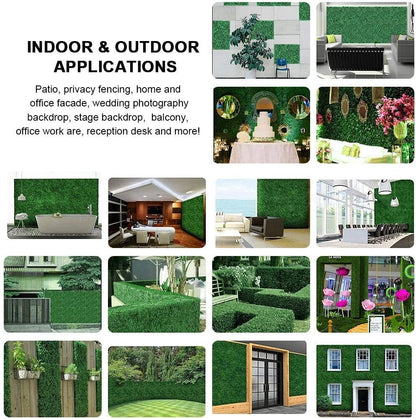 48 x Artificial Boxwood Greenery Wall Hedge Grass Fence Plant Fake Mat Foliage Panel