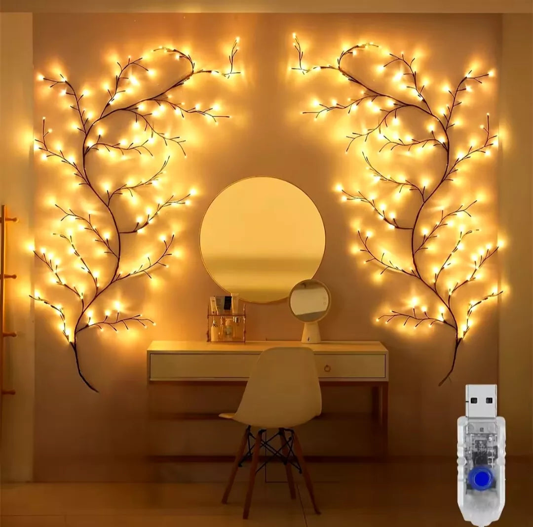 144LED Wall Tree  Willow Vine Lights Bendable Branch Fairy Lighting for Christmas gifts