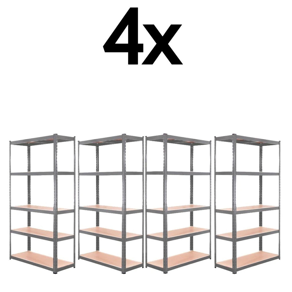 4x Metal 5 Tier Garage Shelves Shelving Unit Racking Storage 180 x 90 x 40cm