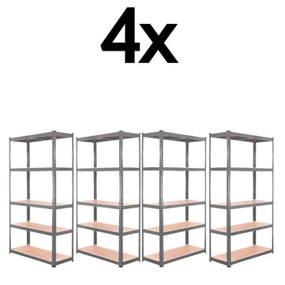 4x Metal 5 Tier Garage Shelves Shelving Unit Racking Storage 180 x 90 x 40cm