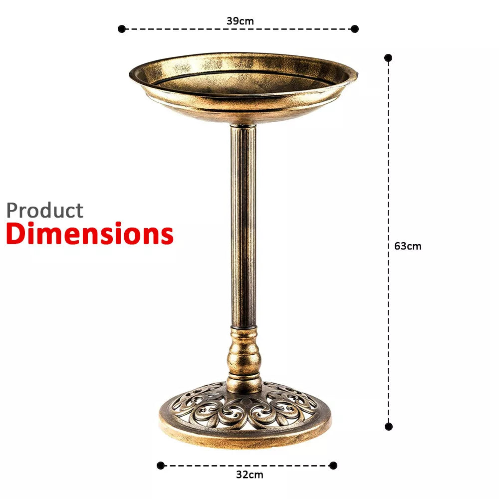 Outdoor Patio Garden Bird Bath Traditional Ornament Pedestal Birds Water Bowl