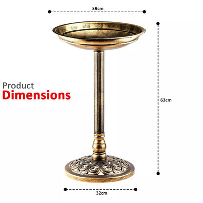 Outdoor Patio Garden Bird Bath Traditional Ornament Pedestal Birds Water Bowl