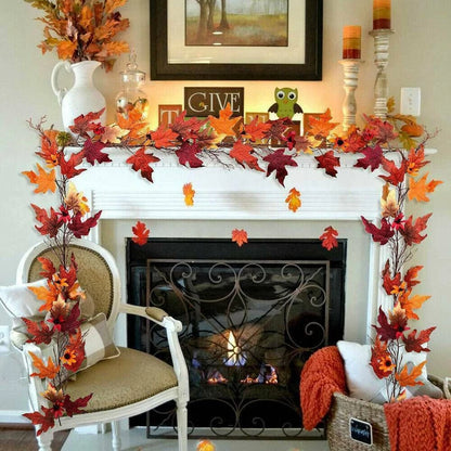 175cm Artificial Autumn Fall Maple Leaves Garland Hanging Plant Home Party Decor