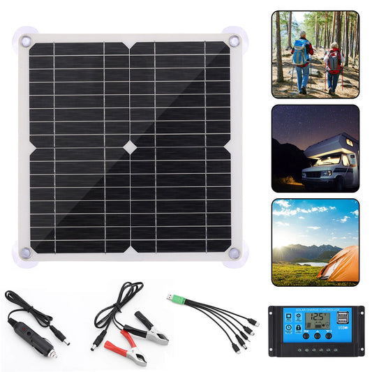Portable 20W Solar Panel Kit 12V Battery Charger USB Car Van Caravan Boat Trickle
