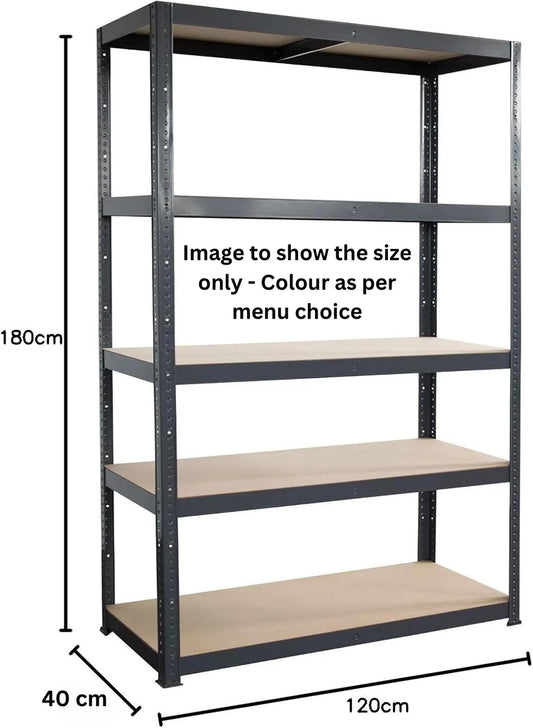 180x120x40cm Garage Shelving Units Single Bay 5 Tier Shelf Unit