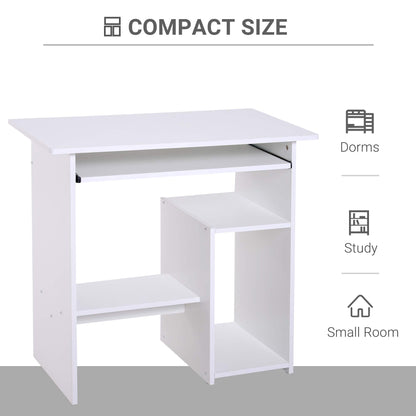 Wooden Desk Keyboard Tray Storage Shelf Modern Corner Table Home Office White