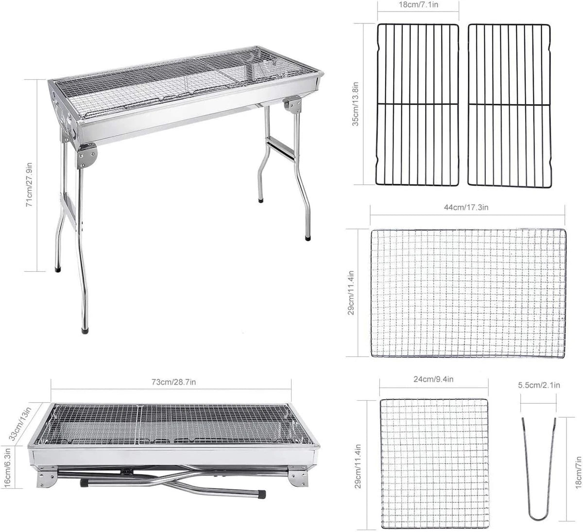 Folding BBQ Charcoal Barbecue Grill Steel Stainless Garden Picnic Camping Stove
