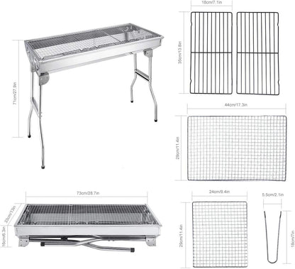 Folding BBQ Charcoal Barbecue Grill Steel Stainless Garden Picnic Camping Stove