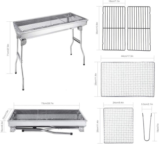 Folding BBQ Charcoal Barbecue Grill Steel Stainless Garden Picnic Camping Stove