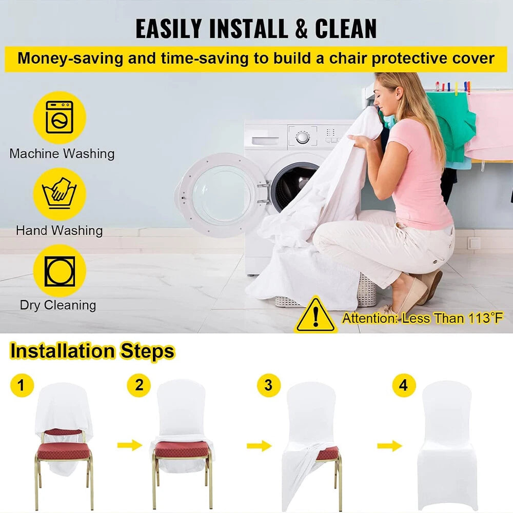 10/50/100x Chair Covers Dining Spandex Slip Seat Cover Wedding Flat Anniversary