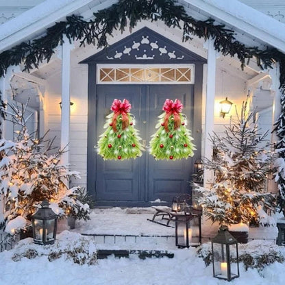 Handmade Front Door Christmas Tree Wreath With Lights Christmas Wreaths