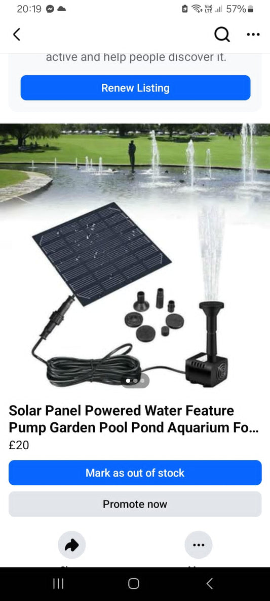Solar Panel Powered Water Feature Pump Garden Pool Pond Aquarium Fountain Decor