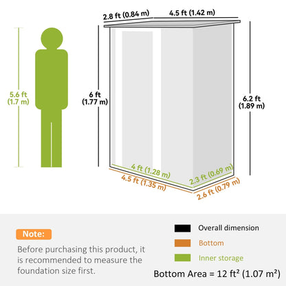 Outdoor Storage Shed Steel Garden Shed w/ Lockable Door Green