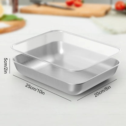 4x Large Food Storage Box Container Fresh-Keeping Box Stainless Steel With Lids