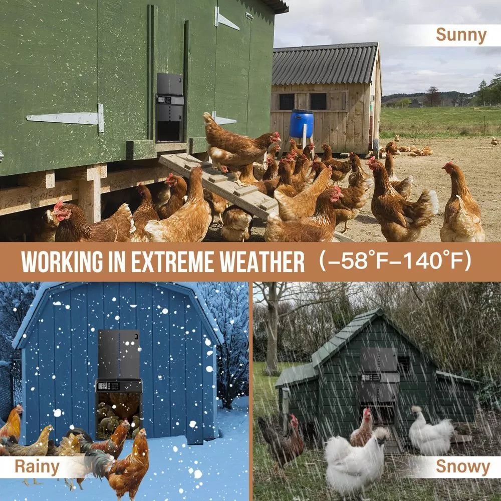 Automatic Chicken Coop Door Waterproof Poultry House Opener Solar Battery