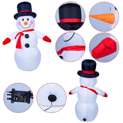 4FT Christmas Inflatable Snowman w/ LED Light Xmas Air Blown Outdoor Yard Decor