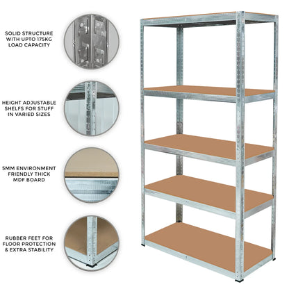 5 Tier Racking Shelf Heavy Duty 180x90x40cm Fast Shipping