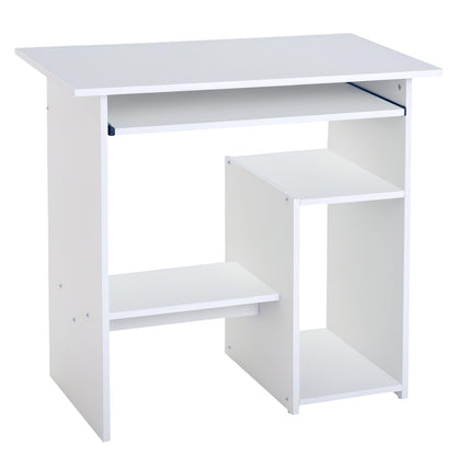 Wooden Desk Keyboard Tray Storage Shelf Modern Corner Table Home Office White