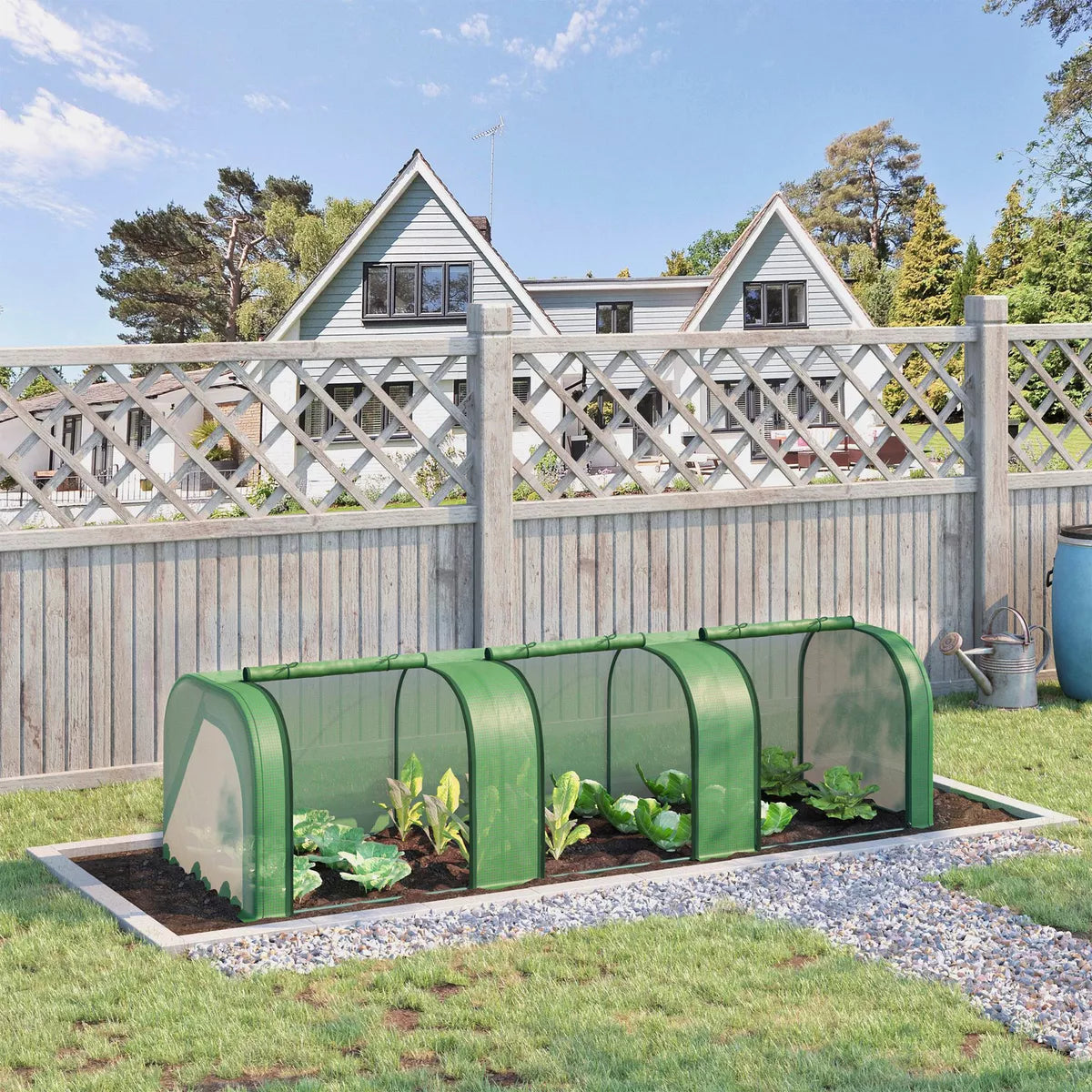 Tunnel Greenhouse Steel Frame for Garden w/ Zipper Doors