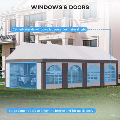 8x4m Party Tent, Marquee Gazebo with Sides, Windows and Double Doors