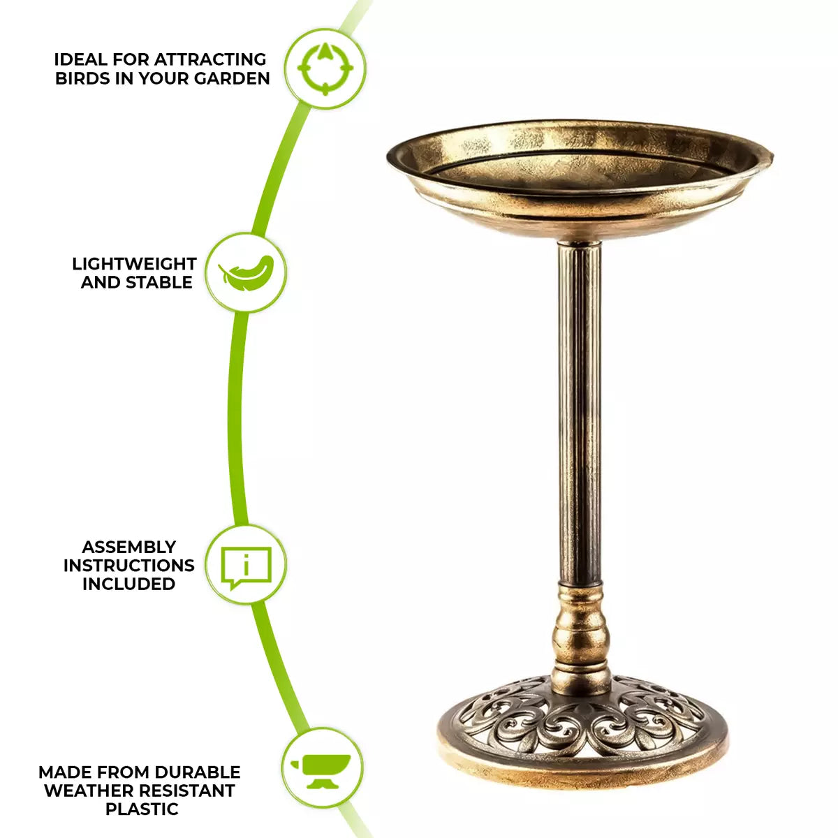 Outdoor Patio Garden Bird Bath Traditional Ornament Pedestal Birds Water Bowl