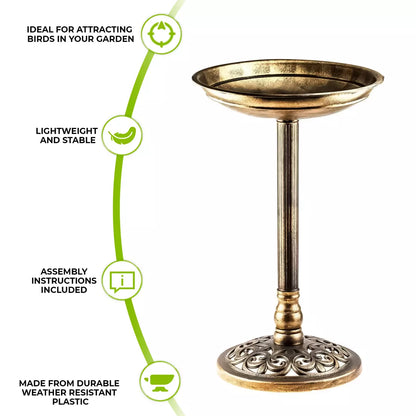 Outdoor Patio Garden Bird Bath Traditional Ornament Pedestal Birds Water Bowl