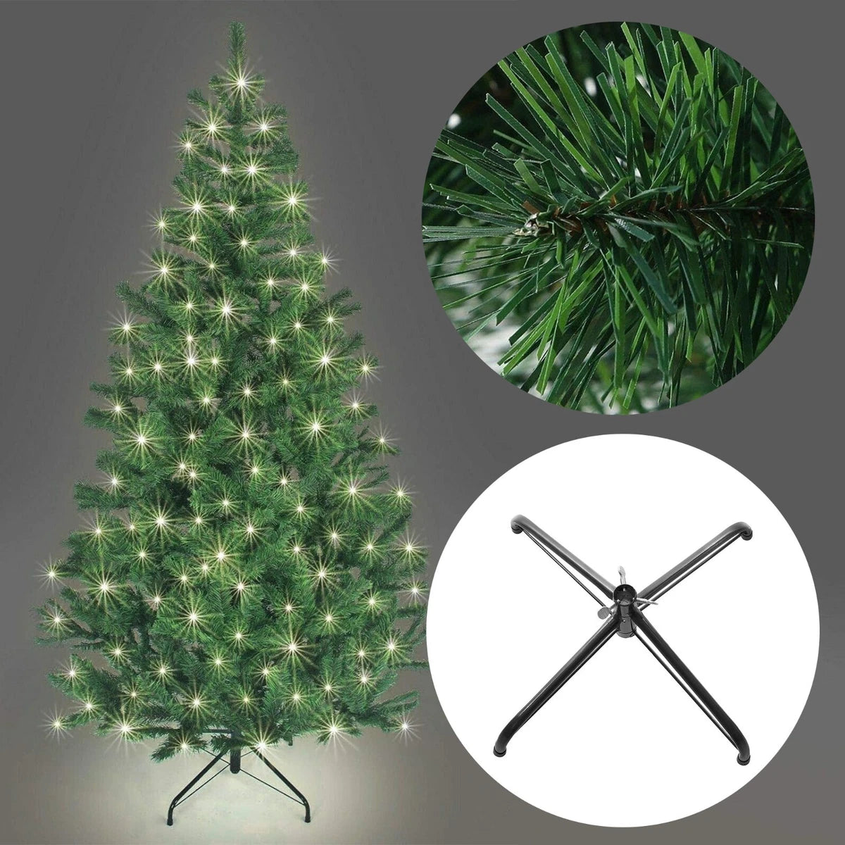 4/5/6ft Pre Lit Christmas Tree with LED Lights Bushy Tips Artificial Xmas Tree