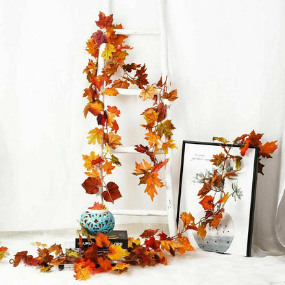175cm Artificial Autumn Fall Maple Leaves Garland Hanging Plant Home Party Decor