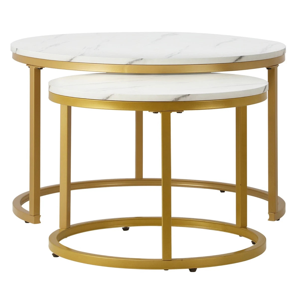 Nesting Coffee Tables Set of 2 Round Stacking Sofa Side Tables for Living Room