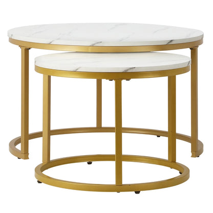 Nesting Coffee Tables Set of 2 Round Stacking Sofa Side Tables for Living Room