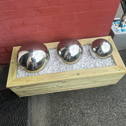 Set Of 3 Silver Steel Large Gazing Balls For Garden Ornaments (20Cm, 25Cm & 30Cm)
