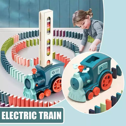 Domino Train Toy Set Automatic  Domino Blocks Laying Electric Train w/ Sound+