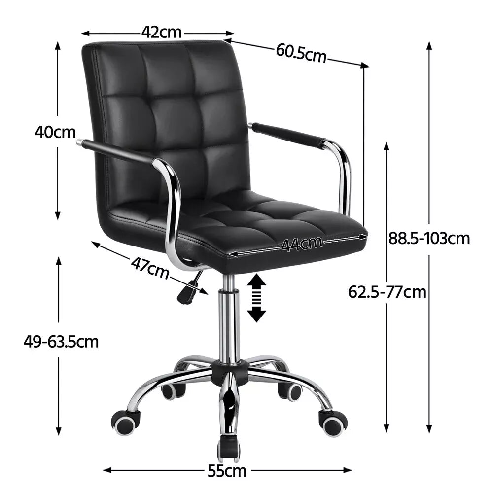 Home Office Chair Faux Leather Computer Desk Chair Adjustable Swivel Chair Arms