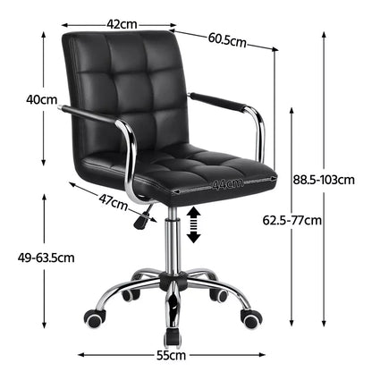 Home Office Chair Faux Leather Computer Desk Chair Adjustable Swivel Chair Arms