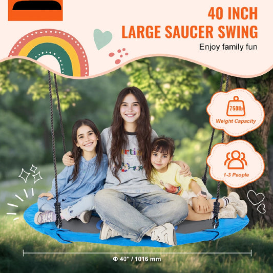 Tree Swing 40 In Saucer Swing 750lbs Weight Capacity 900D Oxford Blue
