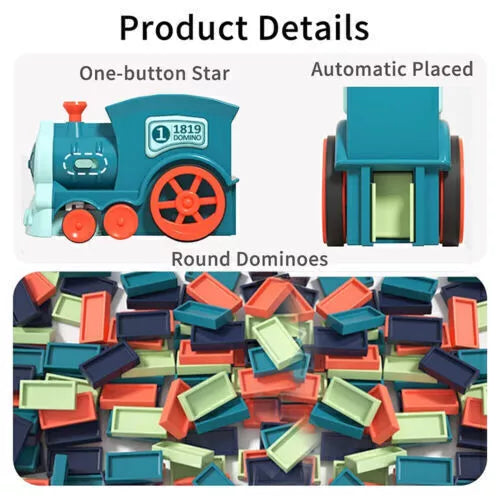 Domino Train Toy Set Automatic  Domino Blocks Laying Electric Train w/ Sound+