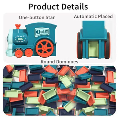 Domino Train Toy Set Automatic  Domino Blocks Laying Electric Train w/ Sound+
