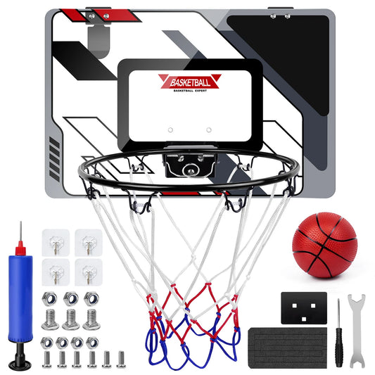 Indoor Outdoor Mini PRO Backboard Basketball Hoop for Door with Ball & Pump