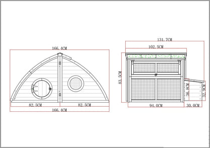 LARGE CHICKEN COOP CHICKEN HOUSE HATCHED HALF MOON HEN HOUSE RABBIT HUTCH